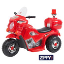 Moto Motinha Elétrica Infantil Com Som, Luz, Sirene de Polícia e Baú Zippy Toys