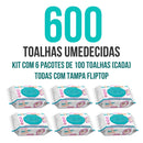 Kit com 6 Lenços/Toalhas Umedecidas Baby Star C/100