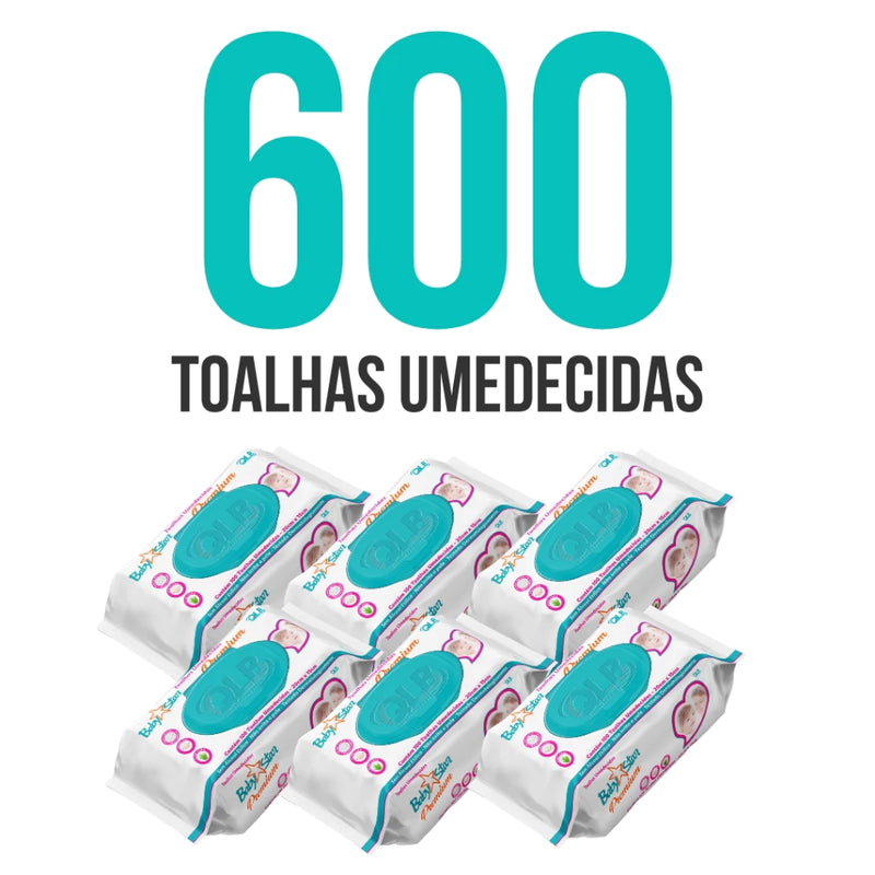 Kit com 6 Lenços/Toalhas Umedecidas Baby Star C/100