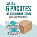 Kit com 6 Lenços/Toalhas Umedecidas Baby Star C/100