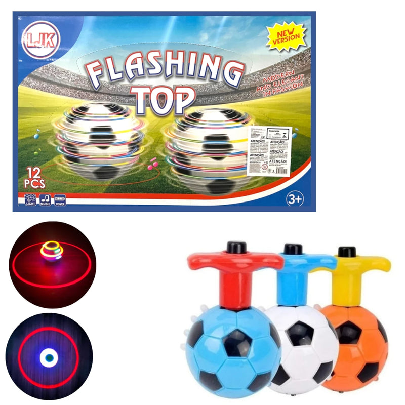 Pião Bola Musical Luminoso Com Luz e Som Lançador Automatico em Formato de Bola