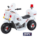 Moto Motinha Elétrica Infantil Com Som, Luz, Sirene de Polícia e Baú Zippy Toys